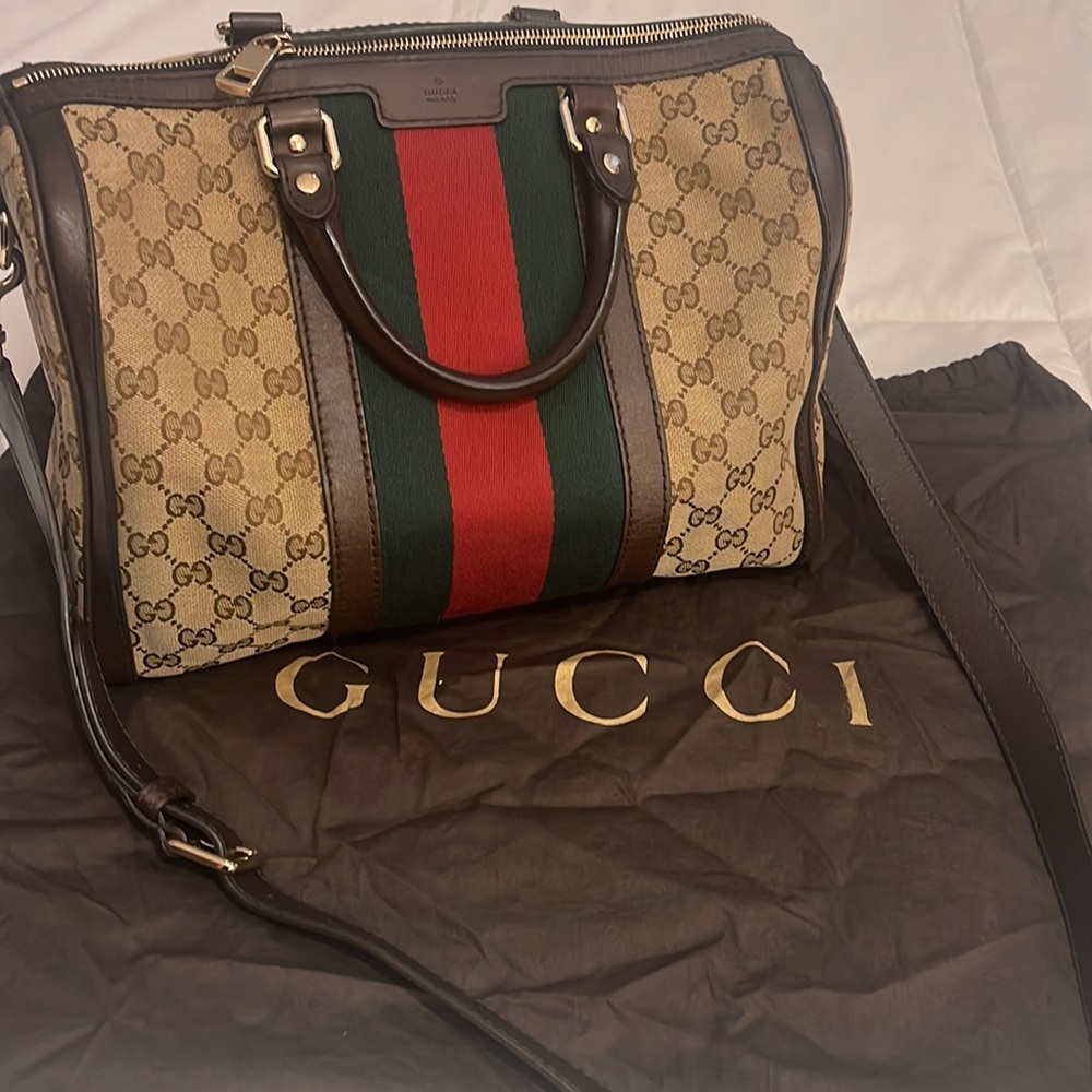 New Vintage Web Original Gucci Boston Bag